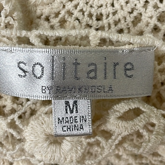 Solitaire Women White/Cream Sleeveless Tiered Crochet Coverup Size Medium - Picture 8 of 8